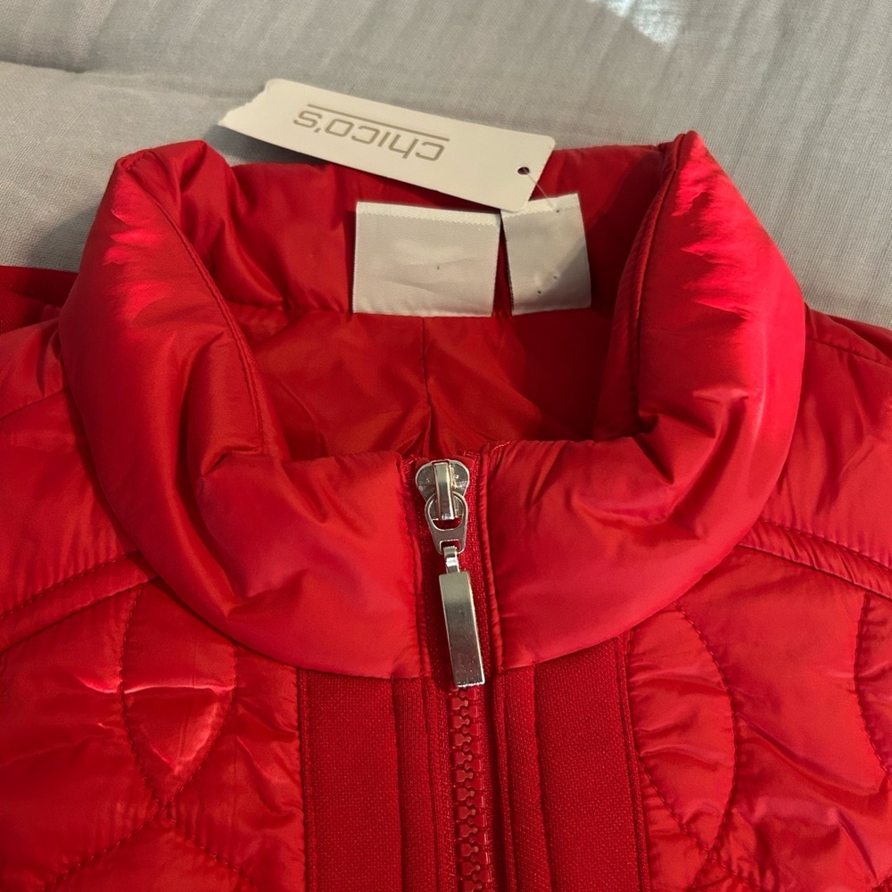 Chico's Weekends Laine Quilt Vest in Rojo Red Size O (S/4) - Picture 5 of 9